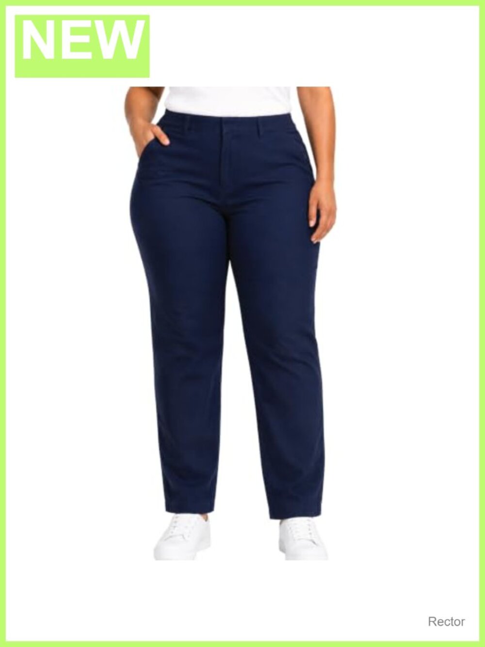 Plus Size Straight Leg Twill Work Pants Mid Rise Flat Front Uniform Slacks